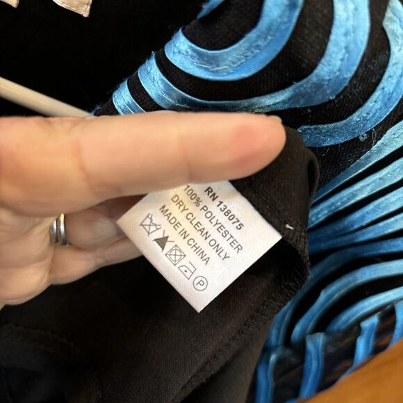 Serafina Premium RuffleTop XL Button Double Collar Sheer 3/4 Sleeve Lined Ribbon - Picture 7 of 11